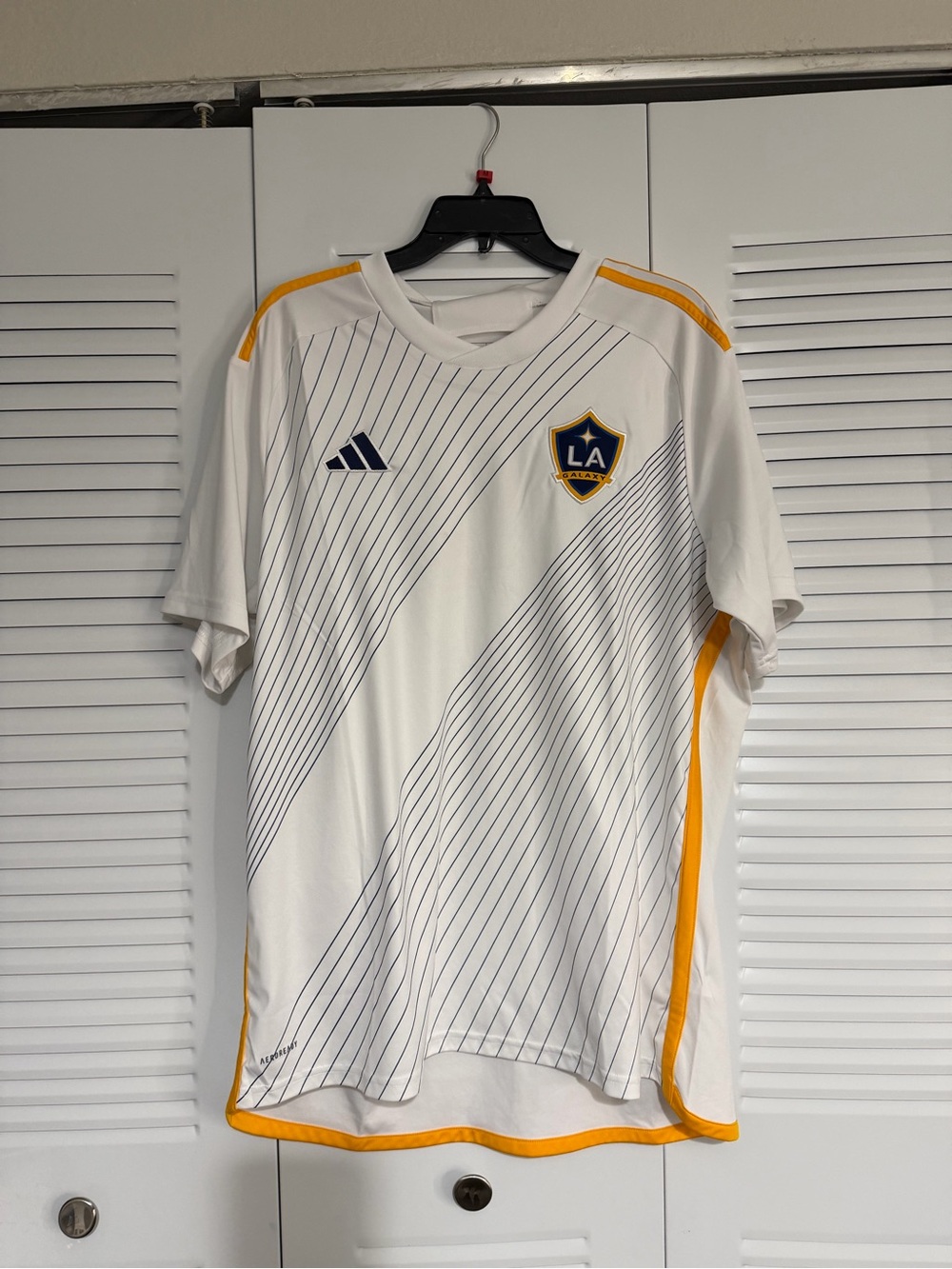 adidas White & Gold LA Galaxy Men's Soccer Jersey